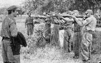 Firing squad for Lieutenant Enrique Despaigne Noret, during the San Juan Hill massacre. (January 12, 1959).