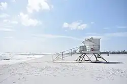 A lifeguard stand on Pensacola Beach