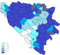 Percentage of Serbs per districts, 1953