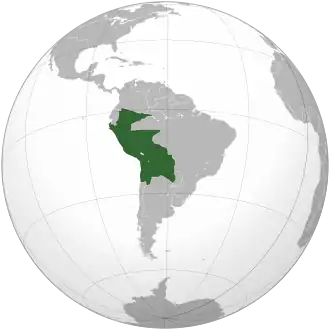 Map of the Peru-Bolivian Confederation (including territorial claims)