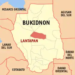 Map of Bukidnon with Lantapan highlighted