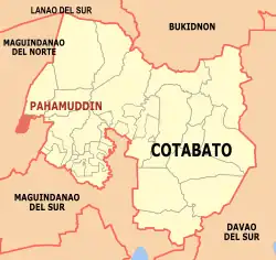 Map of Cotabato with Pahamuddin highlighted