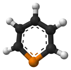 Aromatic ball and stick model of phosphorine