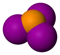 Space-filling model of the phosphorus triiodide molecule