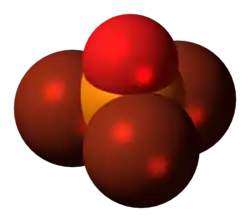 Space-filling model of the phosphoryl bromide molecule