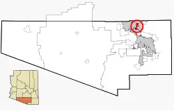 Location in Pima County and the state of Arizona