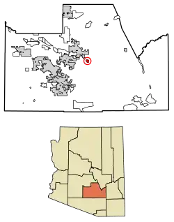 Location of Cactus Forest in Pinal County, Arizona.