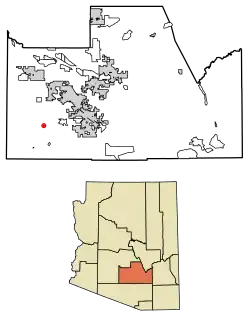 Location of Vaiva Vo in Pinal County, Arizona.