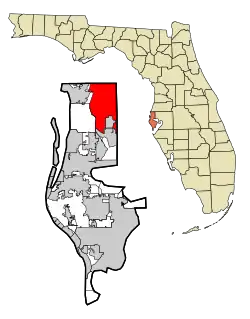 Location in Pinellas County and the state of Florida