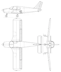 3-view line drawing of the Piper Cherokee