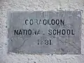 Plaque at Coracloon National School, County Leitrim.