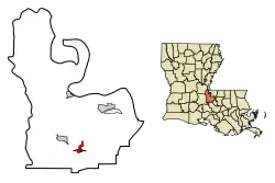 Location of Livonia in Pointe Coupee Parish, Louisiana.