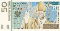 Obverse of Pope John Paul II 50-złoty note