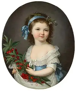 Portrait of a young girl holding a cherry branch, 1787