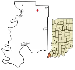 Location of Poseyville in Posey County, Indiana.