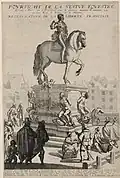 Henri IV's statue on the Pont-Neuf in Paris, engraving c.1630
