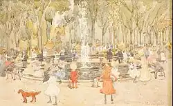 View looking up the Mall, with Vaux's original bandstand, watercolor by Maurice Prendergast, c. 1900&nbsp;– c. 1903