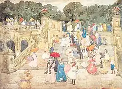 Bethesda Terrace stairs at the end of the Mall, watercolor by Maurice Prendergast, 1901
