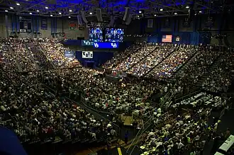 A crowd gathered for a speech by President Barack Obama in 2013