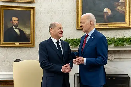 Scholz with US President Joe Biden in March 2023