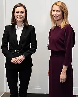 Kallas and Marin smiling at the camera