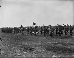 PPCLI parading with the pipes and drums at its head, July 1917.