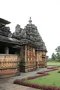 Profile of mantapa (hall) and shrine outer wall decor in Kaitabheshvara temple at Kubatur