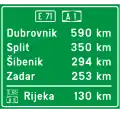 D09 Direction confirmation board for distancing in kilometres to different locations