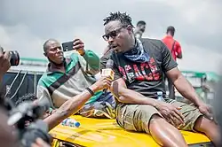 Eedris Abdulkareem at the endSARS protest in Lagos, Nigeria