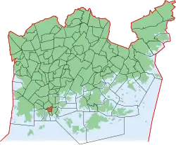 Position of Punavuori within Helsinki