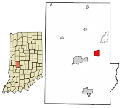 Location of Fillmore in Putnam County, Indiana.