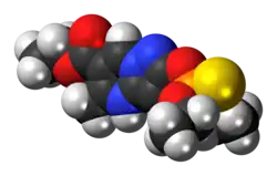 Space-filling model of the pyrazophos molecule