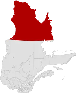 Nunavik's location in Quebec, Canada
