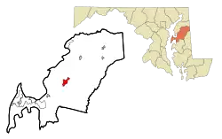 Location in Queen Anne's County and the state of Maryland