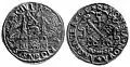 Riga halfmark with the big city coat of arms (silver 437.5, weight 5.48-5.70 g, diameter 24.0 mm, minted in 1565, 1566, 1568, 1572, 1573).