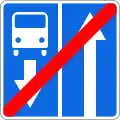 End of a road with contraflow lane for buses