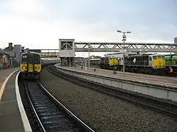 Railcar and locomotives at Drogheda station