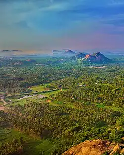 Aerial view of fields near Ramanagara