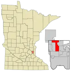 Location of the city of Shoreview within Ramsey County, Minnesota