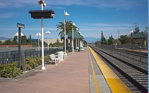 The platform at Rancho Cucamonga station