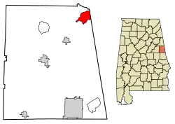 Location of Graham in Randolph County, Alabama.