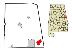 Location in Randolph County and the state of Alabama
