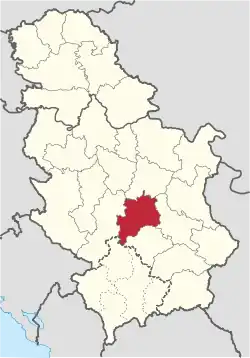 Location of district in Serbia