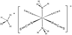 Reinecke's salt features a very stable anionic diamine complex of Cr(III), which is used as a counteranion.