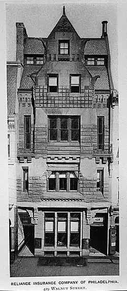 Reliance Insurance Company of Philadelphia (1881–82, demolished 1960).