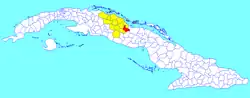 Remedios municipality (red) within Villa Clara Province (yellow) and Cuba