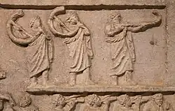 Roman soldiers with cornus and a tiba curva.