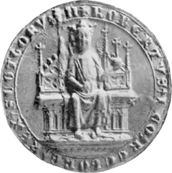 Black and white photo of a medieval seal