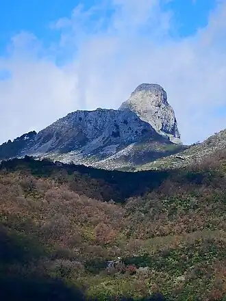 The Rocca Salvatesta (1,340 metres (4,400&nbsp;ft)) from Fondachelli-Fantina