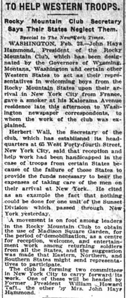 Rocky Mountain Club in The New York Times of New York City, New York on February 24, 1919